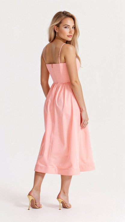 Clarissa | Women’s A-Line Tie-Neck Midi Dress