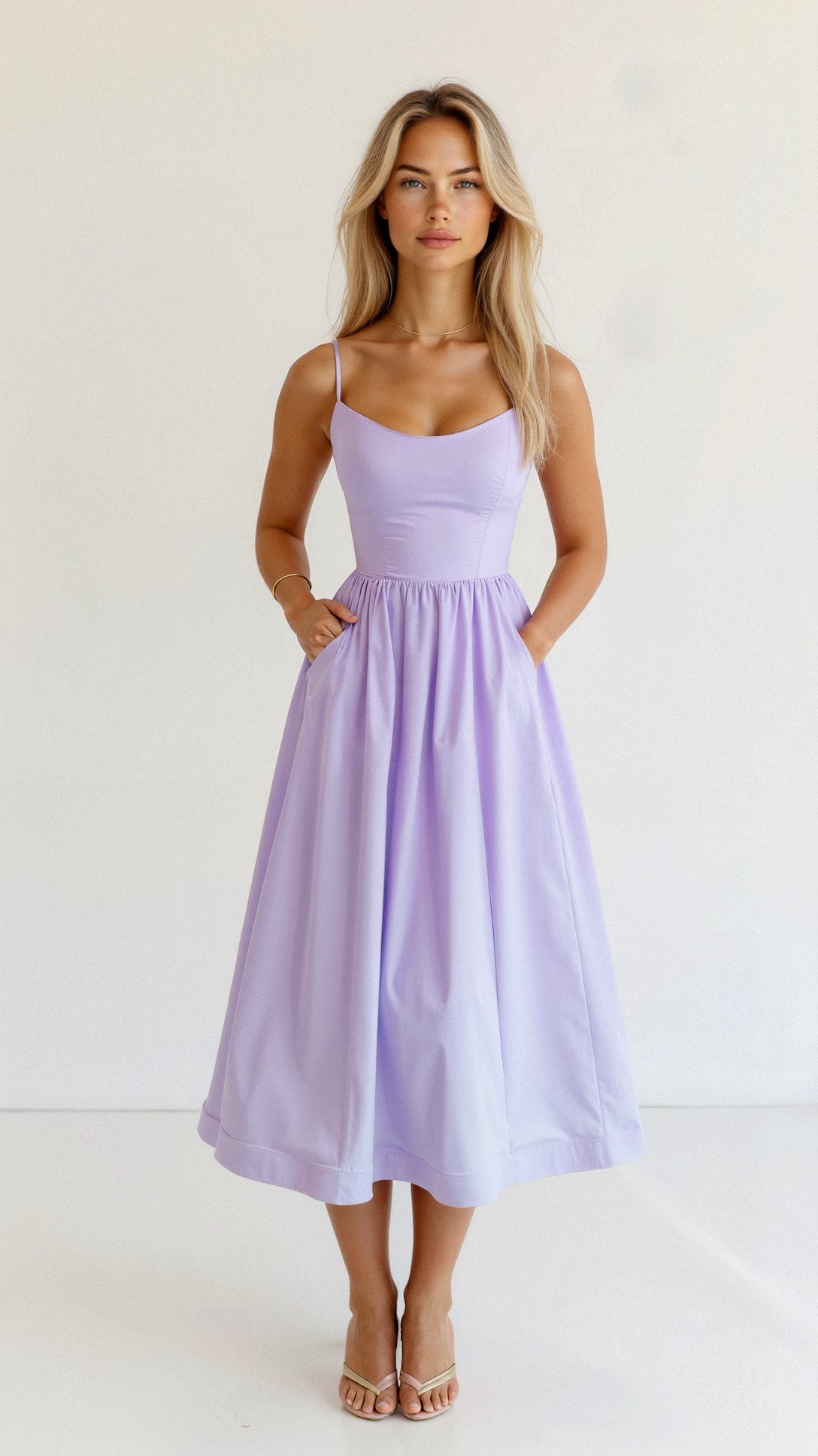 Clarissa | Women’s A-Line Tie-Neck Midi Dress