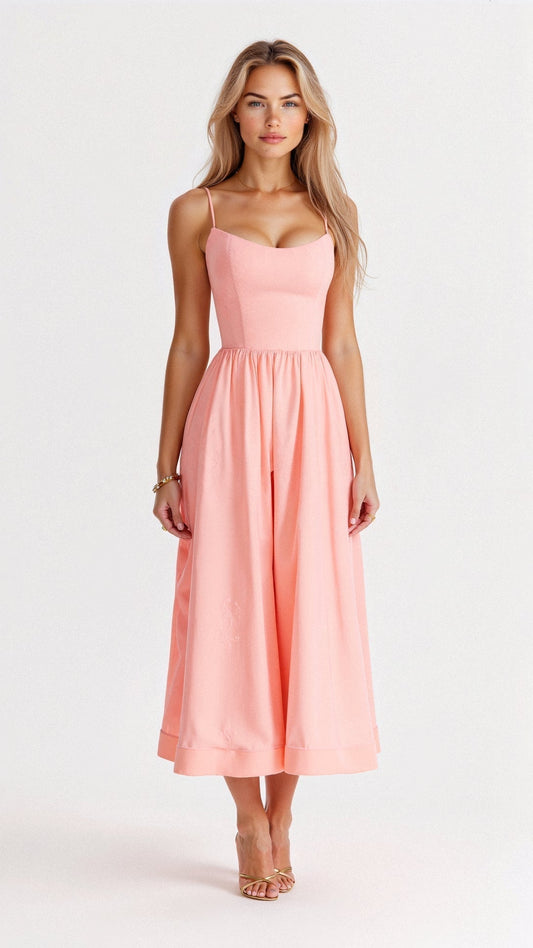 Clarissa | Women’s A-Line Tie-Neck Midi Dress