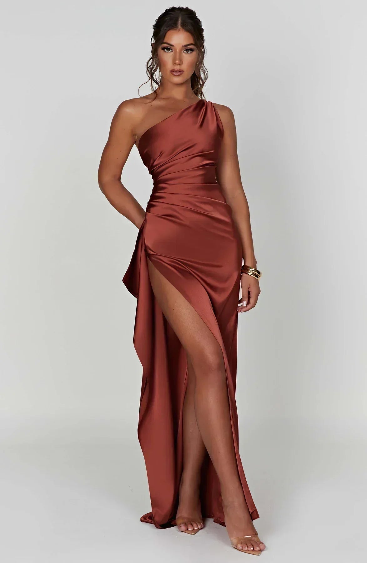 Selena | Women’s Asymmetric One-Shoulder High Slit Evening Maxi Dress