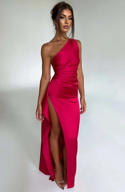 Selena | Women’s Asymmetric One-Shoulder High Slit Evening Maxi Dress