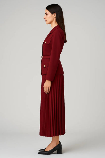 Potts | Women’s Double Breasted Blazer Pleated Skirt Set