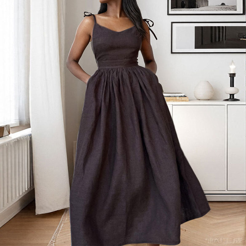 Blythe | Women’s V-Neck Open-Back High Slit Midi Dress