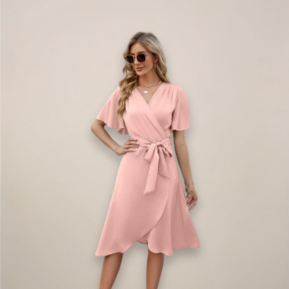 Aubree | Women’s Tie-Front Wrap Midi Dress