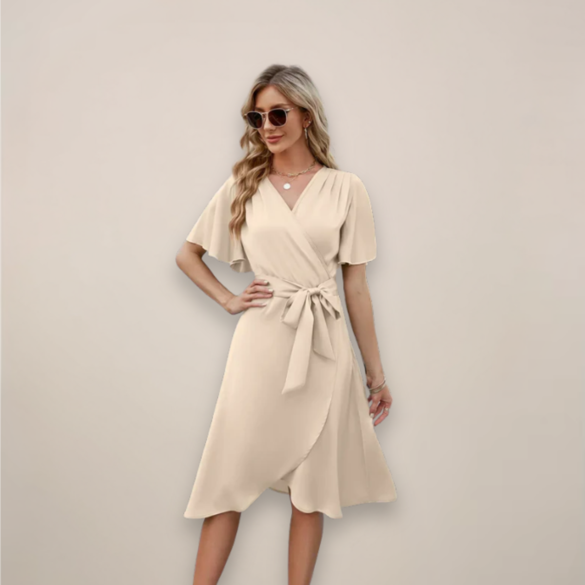Aubree | Women’s Tie-Front Wrap Midi Dress