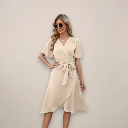 Aubree | Women’s Tie-Front Wrap Midi Dress