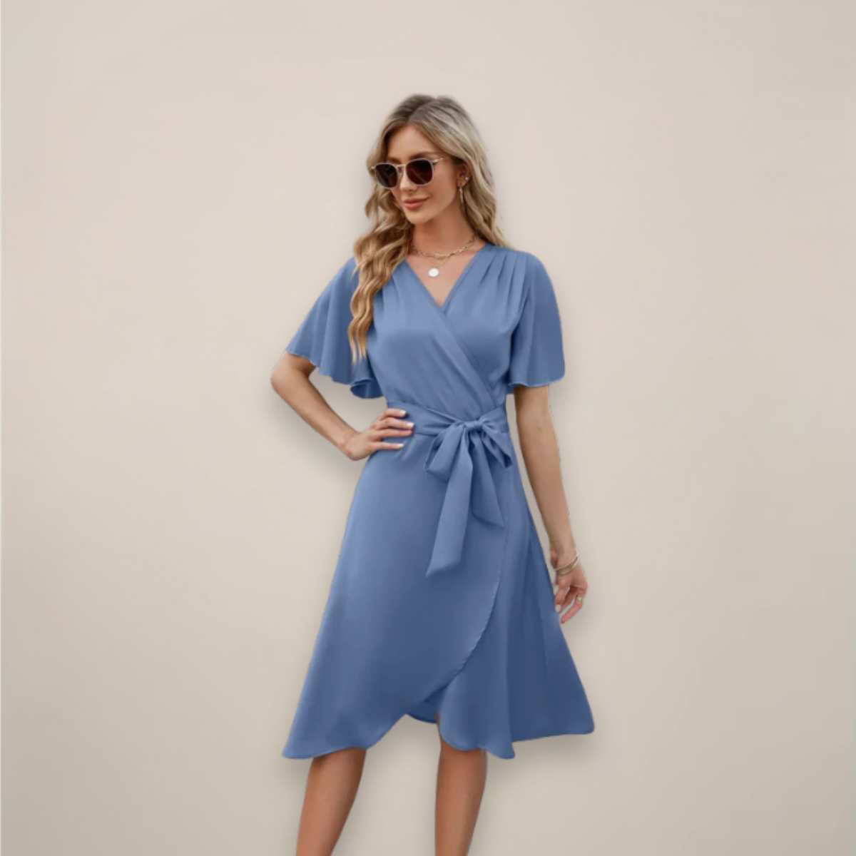 Aubree | Women’s Tie-Front Wrap Midi Dress