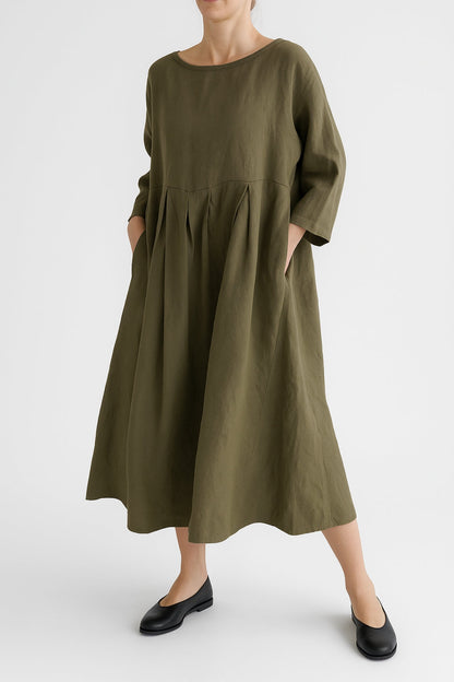 Roselyn | Women’s Casual Pleated Midi Dress
