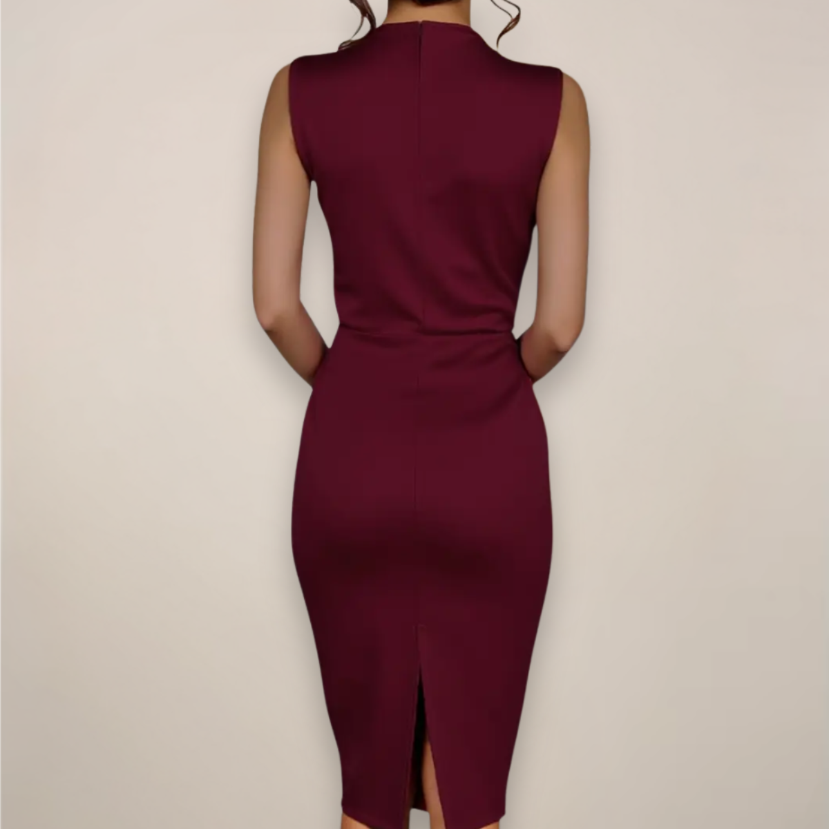 Veronica | Women’s Sleeveless High-Neck Ruched Midi Dress