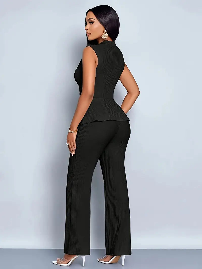 Carmen | Women’s Spring Pleated Peplum Pants Set