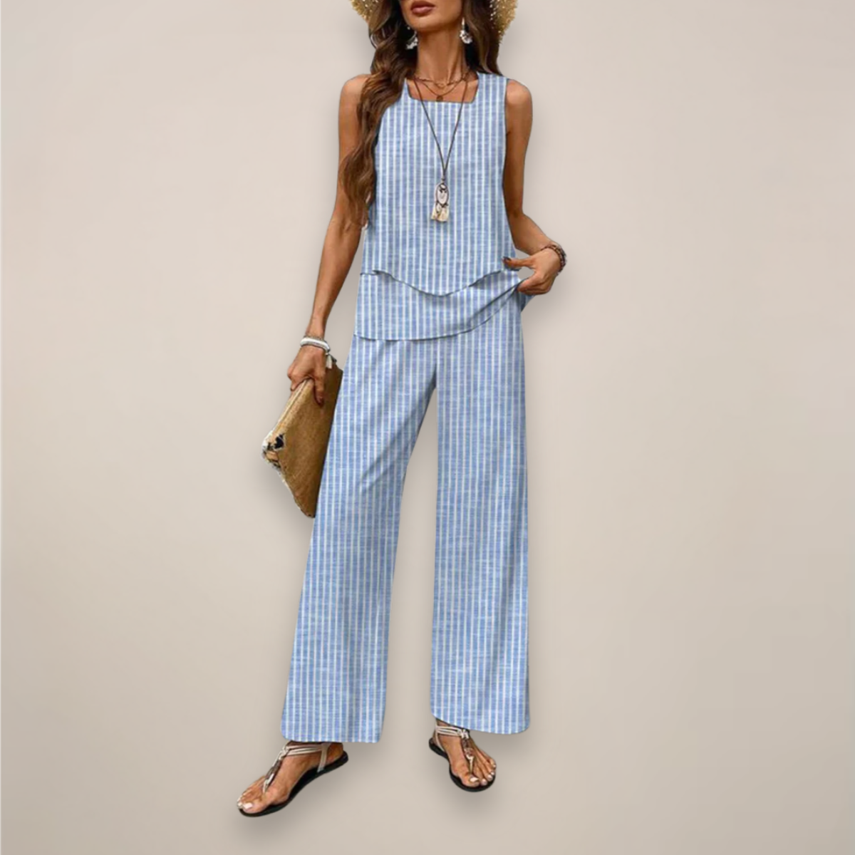 Sabrina | Women’s Spring Printed Wide-Leg Two Piece Set
