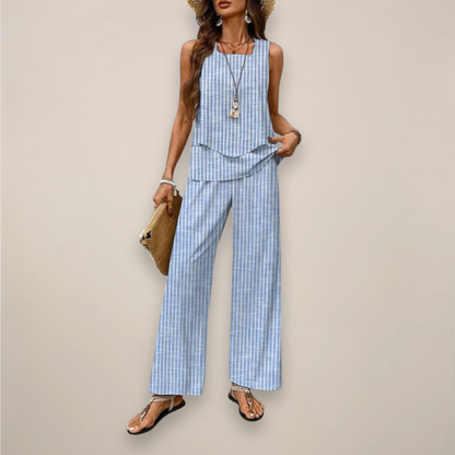Sabrina | Women’s Spring Printed Wide-Leg Two Piece Set