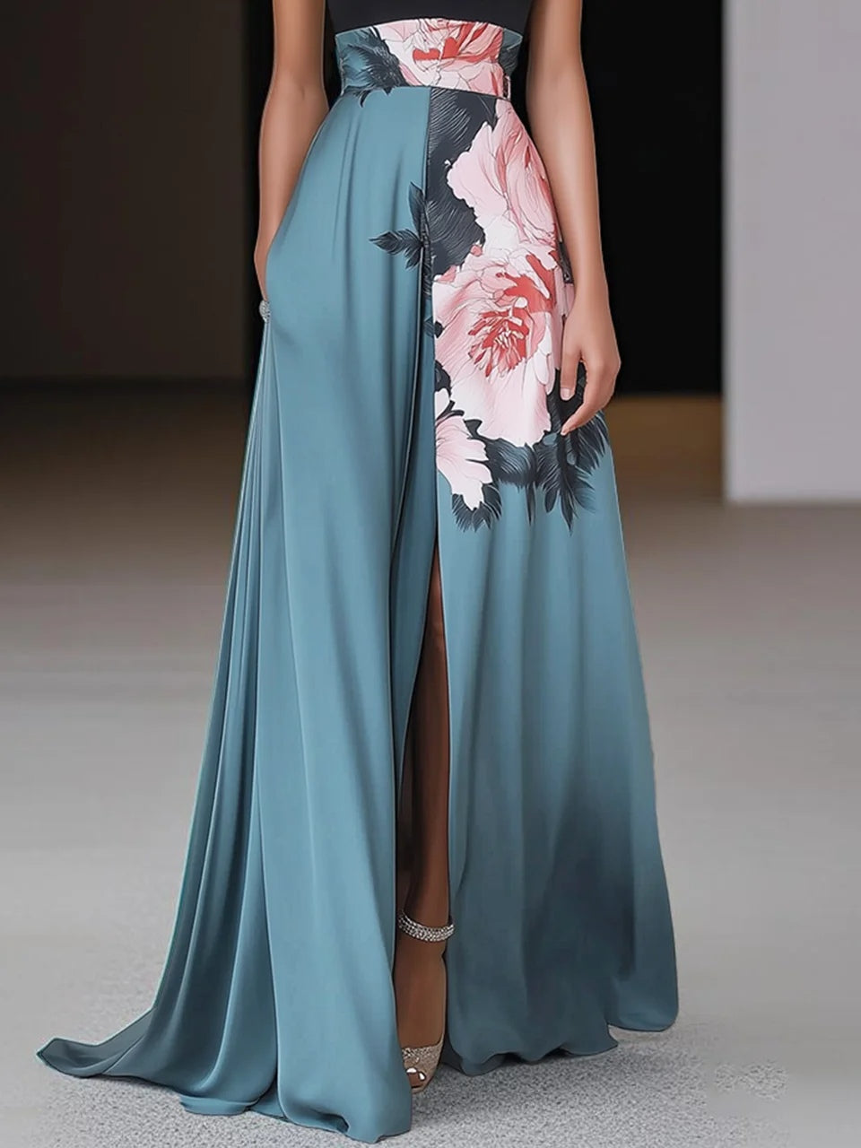 Amaris | Women’s Elegant Floral Sleeveless A-Line Maxi Dress