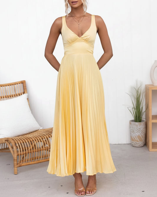 Rosalie | Women’s V-Neck Pleated Maxi Dress