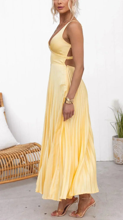 Rosalie | Women’s V-Neck Pleated Maxi Dress