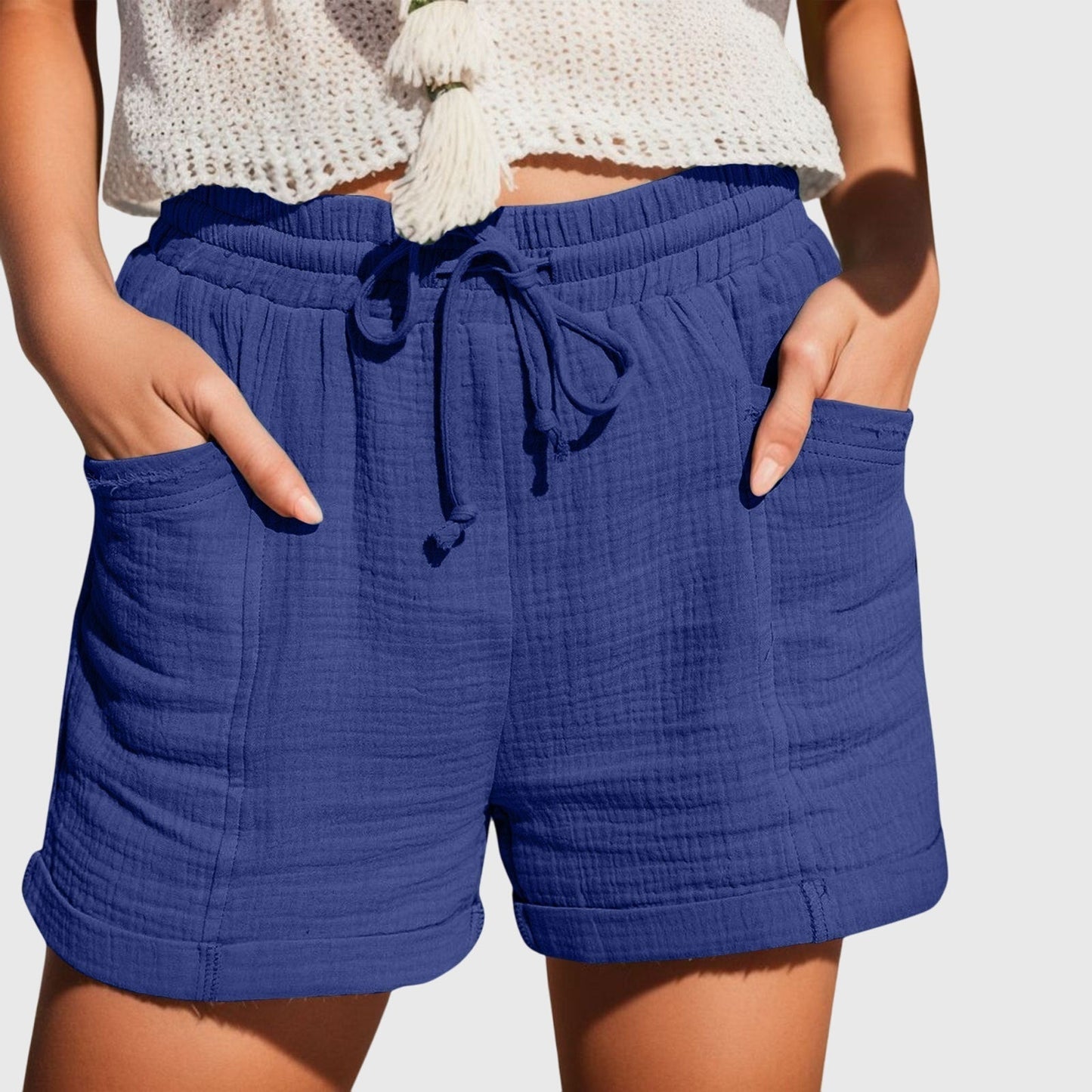 Arlette | Women’s Elegant Drawstring Linen Blend Shorts
