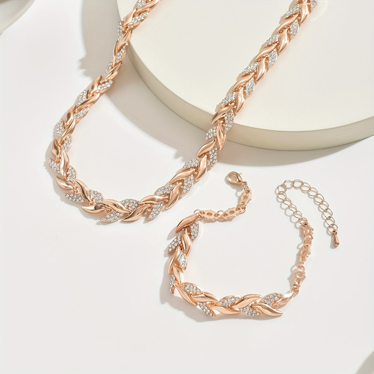 Aubrielle | Women’s Elegant Rhinestone Necklace Bracelet Set