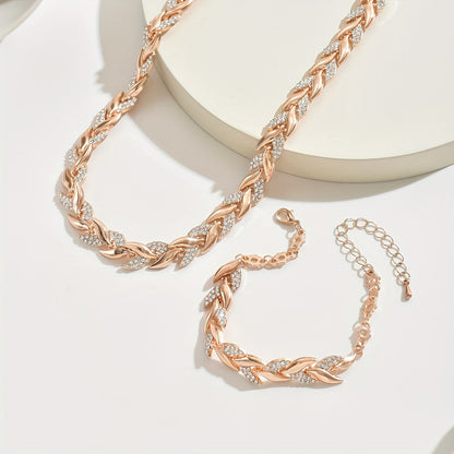 Aubrielle | Women’s Elegant Rhinestone Necklace Bracelet Set