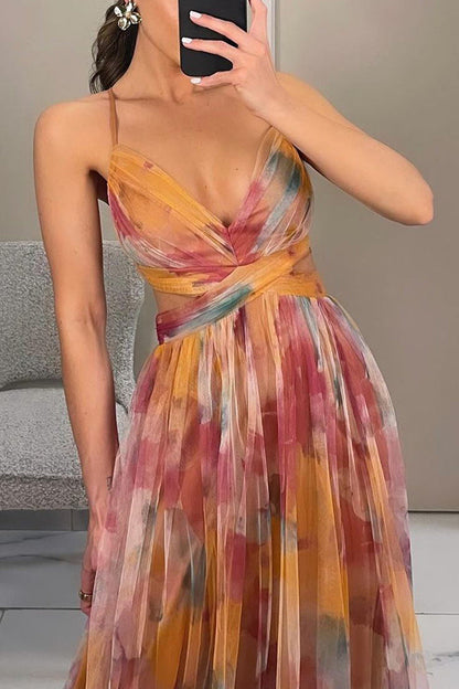 Arabella | Women’s Elegant Pleated Halter Maxi Dress