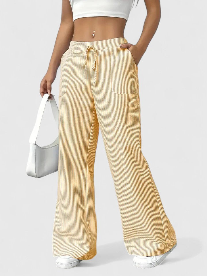 Sarah | Women’s Striped Wide Leg Linen Pants