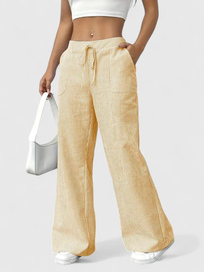 Sarah | Women’s Striped Wide Leg Linen Pants