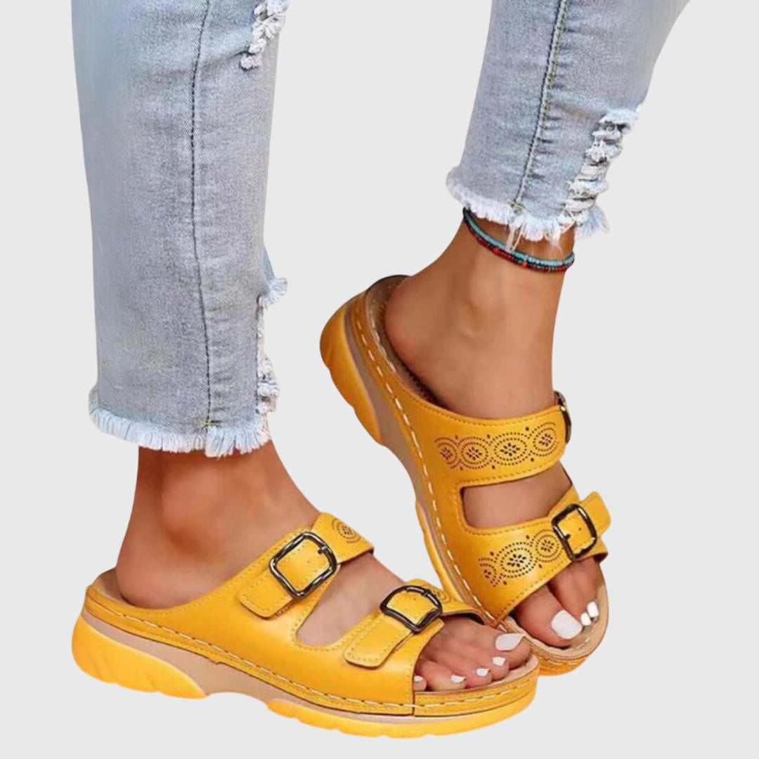 Kaia | Women’s Orthopedic Buckle Strap Leather Sandals
