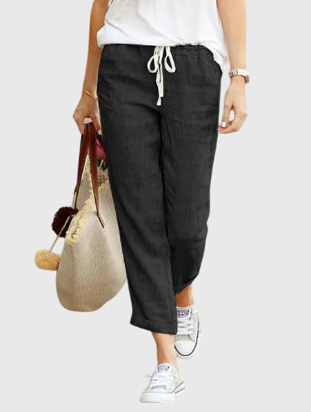 Merrin | Women’s Drawstring Cropped Linen Pants