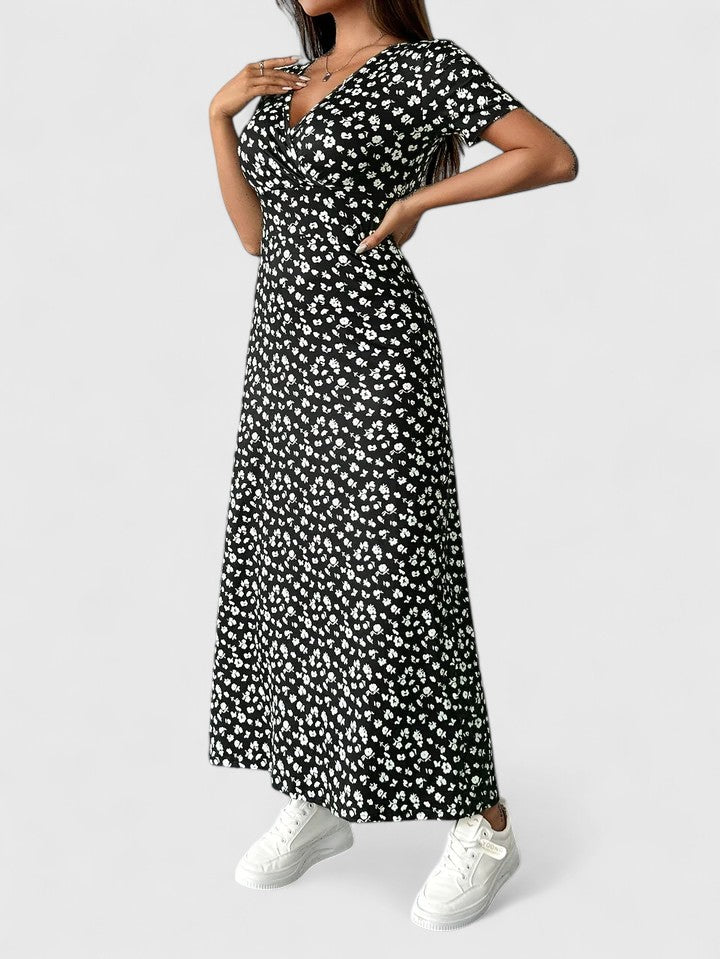 Annalise | Women’s Floral Flutter Sleeve Maxi Dress