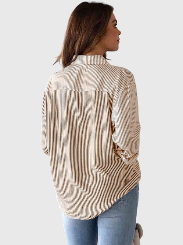 Ariana | Women’s Striped Tie Front Button-Up Shirt