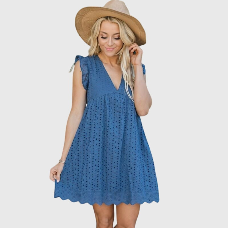 Ainsley | Women’s Eyelet V-Neck Summer Dress
