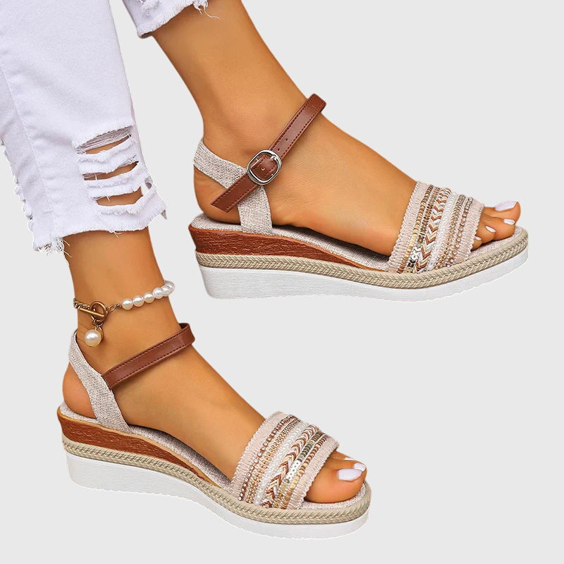 Marigold | Women’s Orthopedic Beaded Wedge Sandals