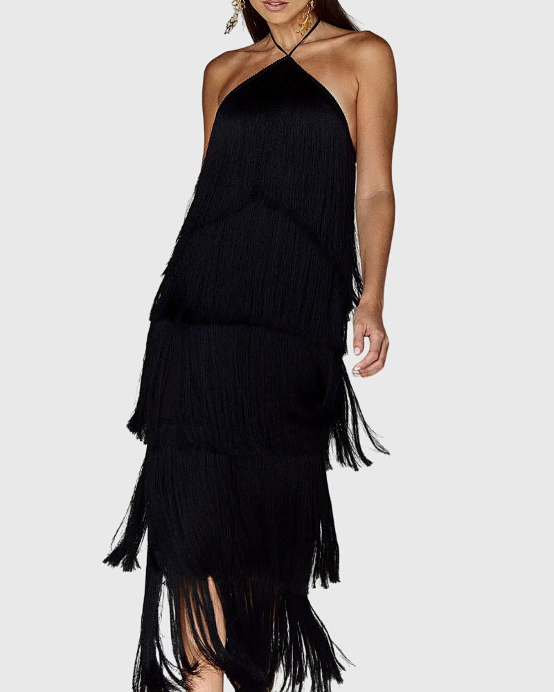 Christelle | Women’s Halter Fringe Tassel Party Dress