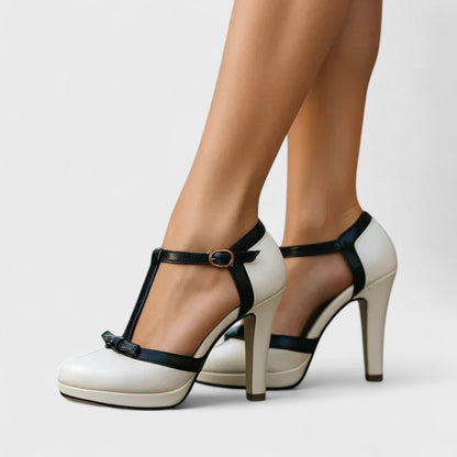 Claudette | Women’s Spring T-Strap Bow Platform Heel Sandal