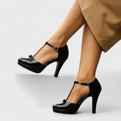 Claudette | Women’s Spring T-Strap Bow Platform Heel Sandal