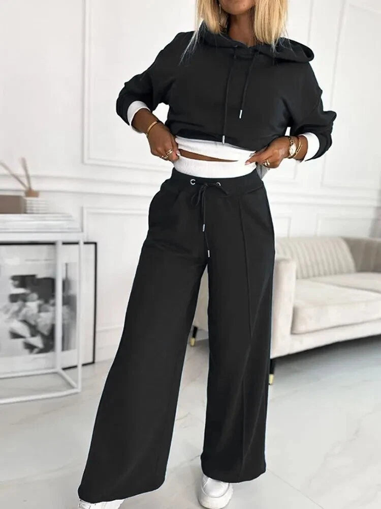 Keira | Women’s Hooded Sweatshirt & Wide-Leg Jogger Tracksuit Set