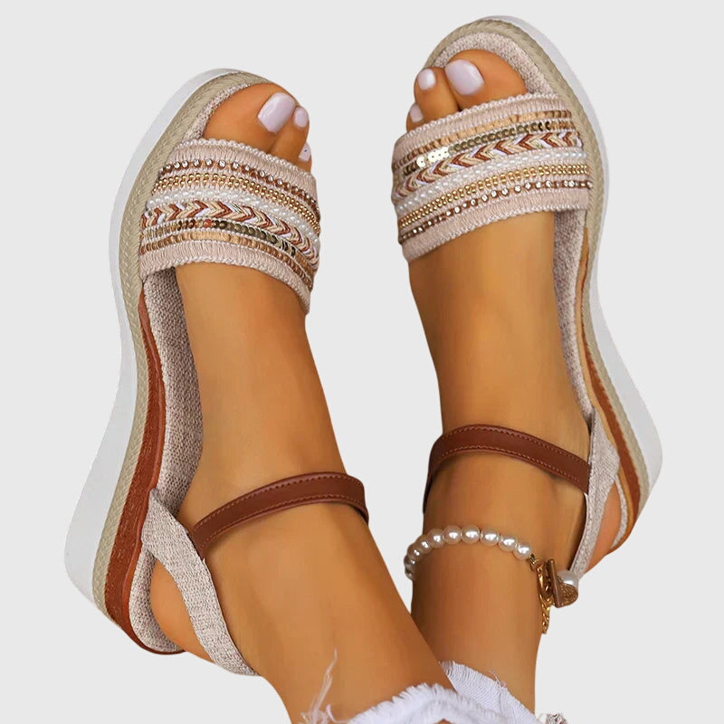 Marigold | Women’s Orthopedic Beaded Wedge Sandals