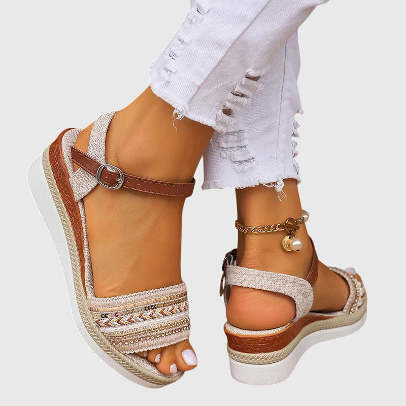 Marigold | Women’s Orthopedic Beaded Wedge Sandals