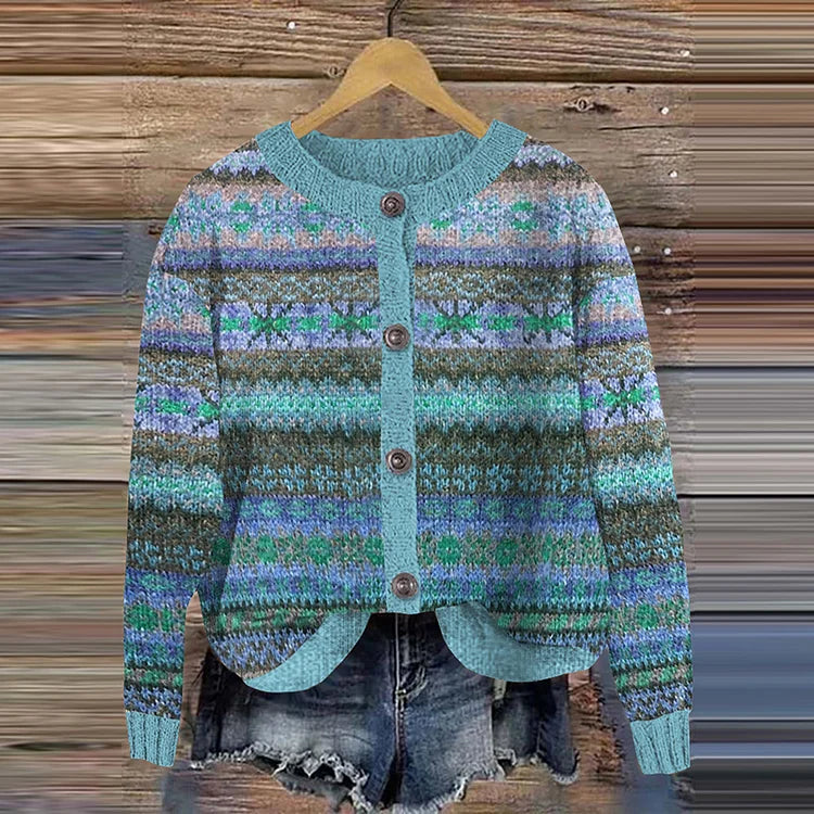 Eloire | Women’s Button-Up Patterned Knit Cardigan