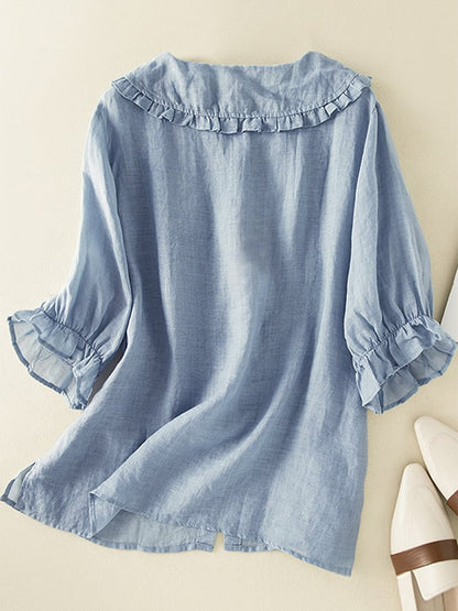 Darby | Women’s Loose Fit Ruffle Collar Shirt
