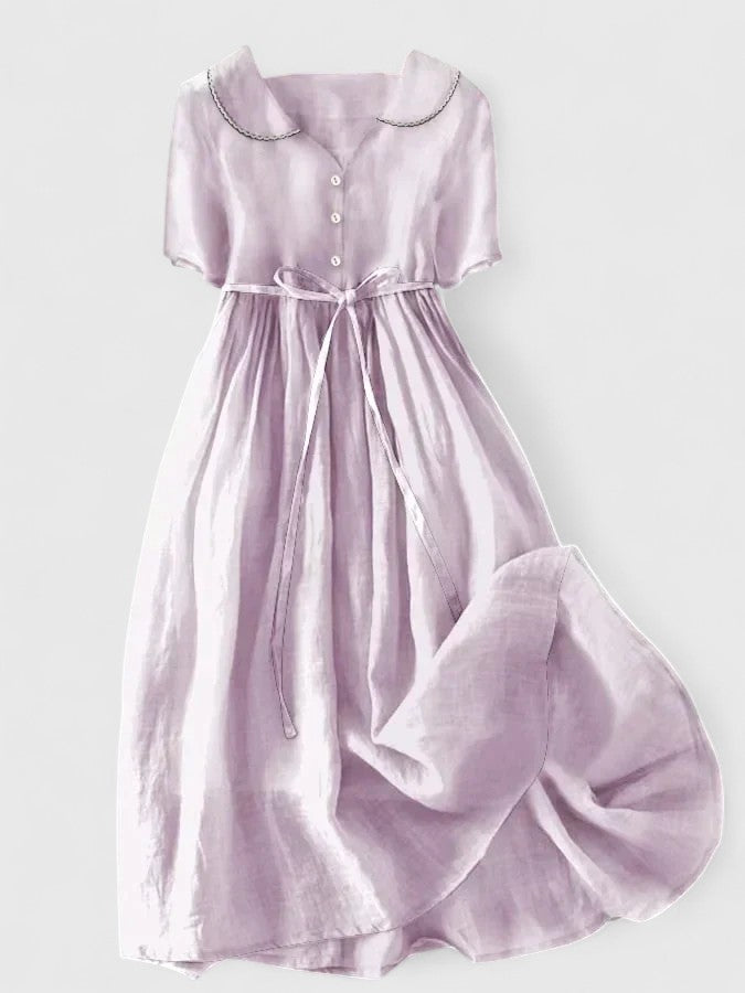 Evangeline | Women’s Short Sleeve Button Front Midi Dress