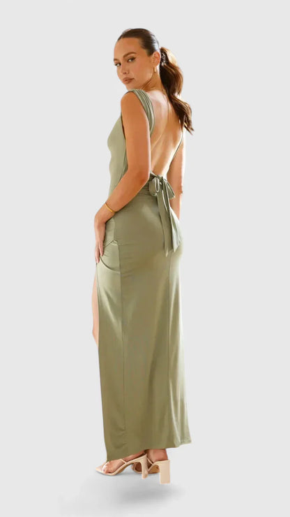 Shynna | Women’s Elegant Sleeveless Slit Maxi Dress