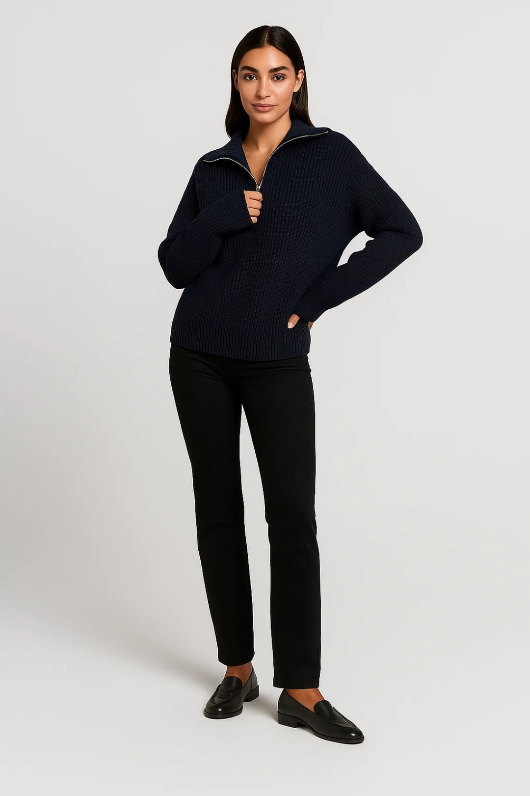 Elayne | Women’s Waffle-Knit Half-Zip Collar Sweater