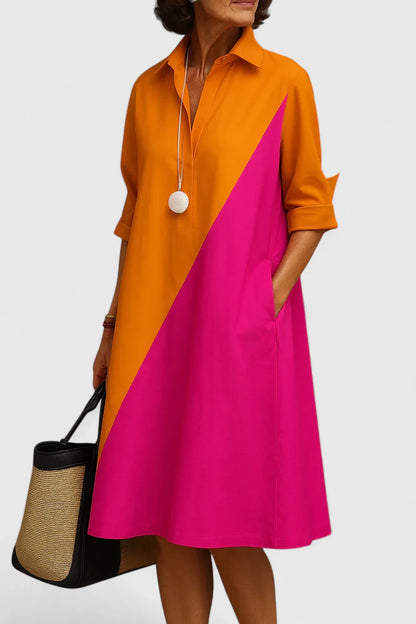 Bailey | Women’s Elegant Colorblock Shirt Midi Dress