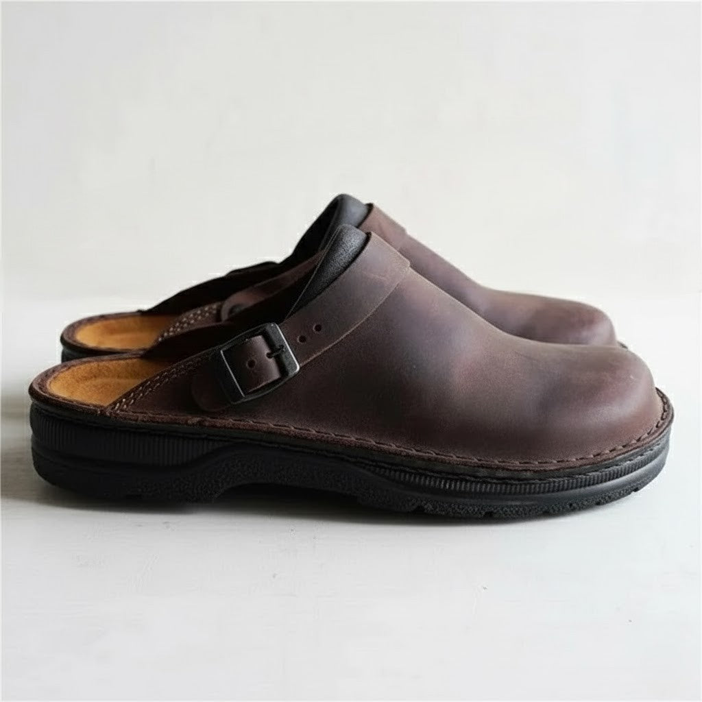 Wyatt | Men’s Orthopedic Leather Slip-On Clogs with Cushioned Support