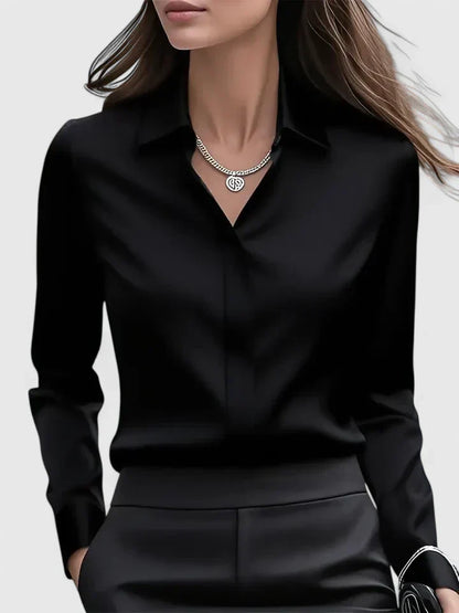 Celeste | Women’s Elegant Satin Long Sleeve Blouse