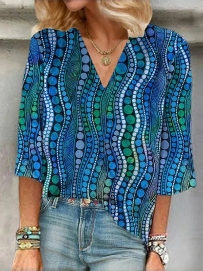 Loretta | Women’s Abstract V-Neck Blouse