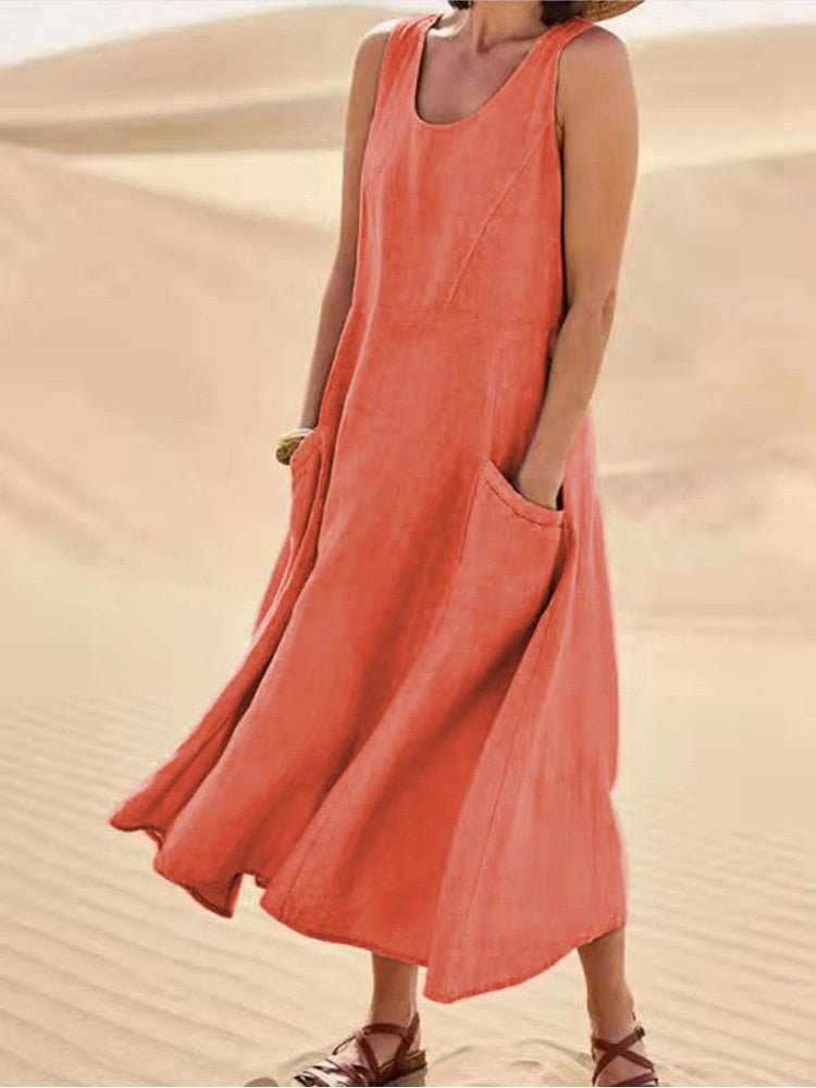Morgan | Women’s Sleeveless Pocket Maxi Casual Dress