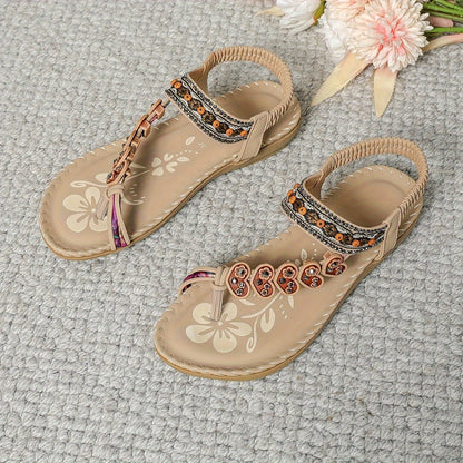 Delilah | Women’s Floral Strap Flat Summer Sandals