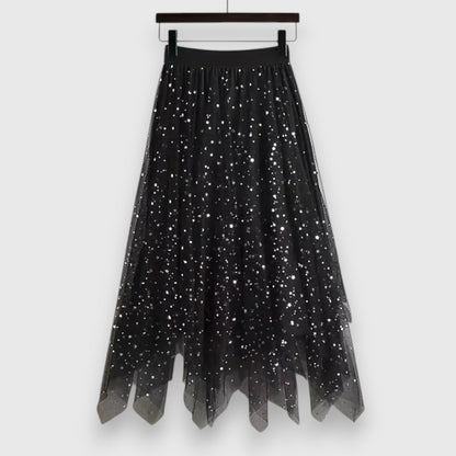 Ellerie | Women’s Sparkle Mesh Handkerchief Hem Skirt