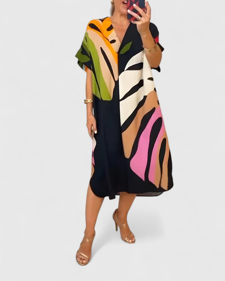 Hayden | Women’s Comfortable Abstract Print Midi Dress